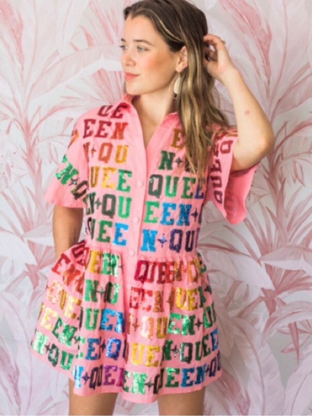 Queen of Sparkles Pink Rainbow Queen Romper. Size XS.